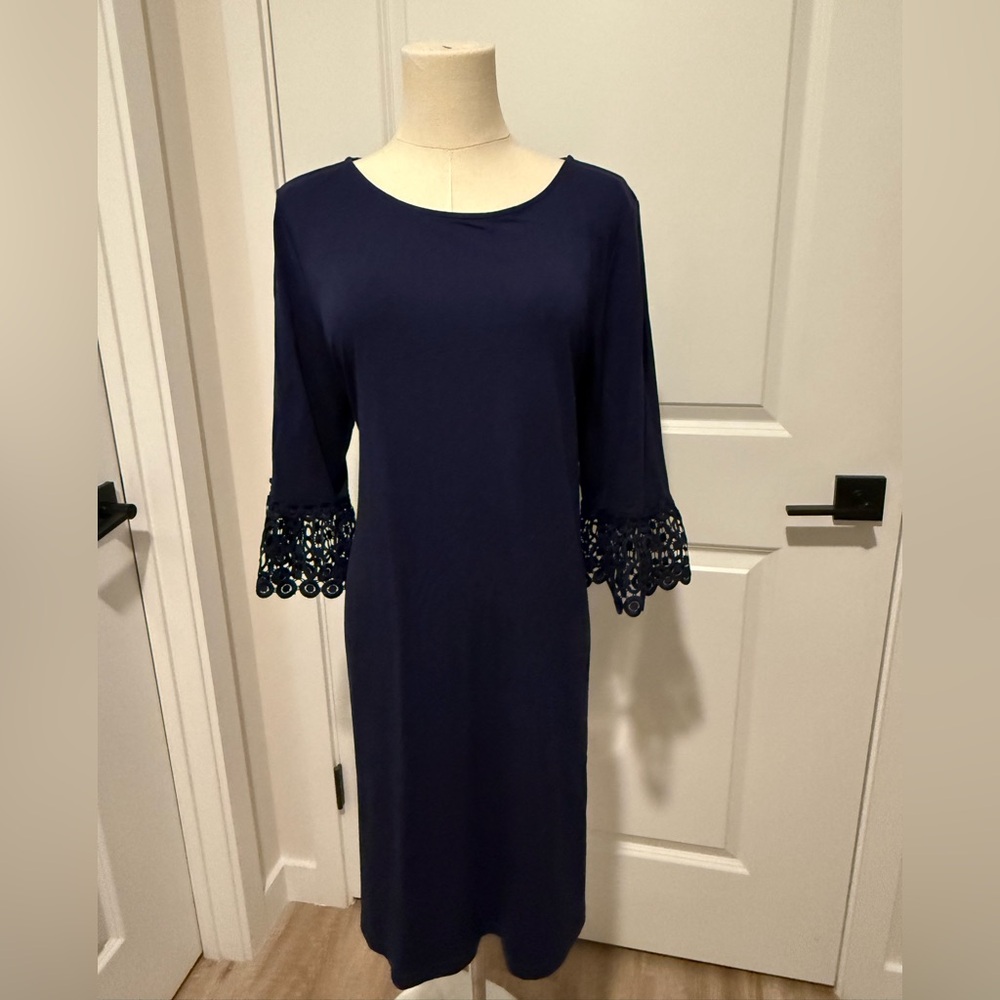 Lilly Pulitzer Navy Dress with Lace Cuffs
